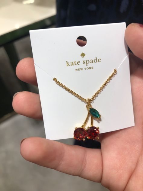 Elegant Kate Spade Charm Necklace As Gift, Kate Spade Aesthetic, Gold Cherry Necklace, Katespade Necklace, Kate Spade Gold Elegant Necklace, Luxury Gold Kate Spade Necklace, Couple Bed, Kate Spade Necklace, Cherry Necklace