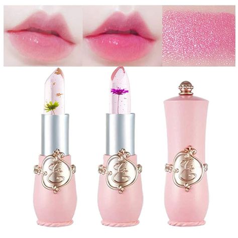 Cute trendy PINK lipstick y2k beautiful flowers Trendy Lipstick, Flower Jelly, Magic Lipstick, Gel Lipstick, Flower Lipstick, Jelly Lipstick, Color Changing Lipstick, Clear Lip Gloss, Lip Gloss Set