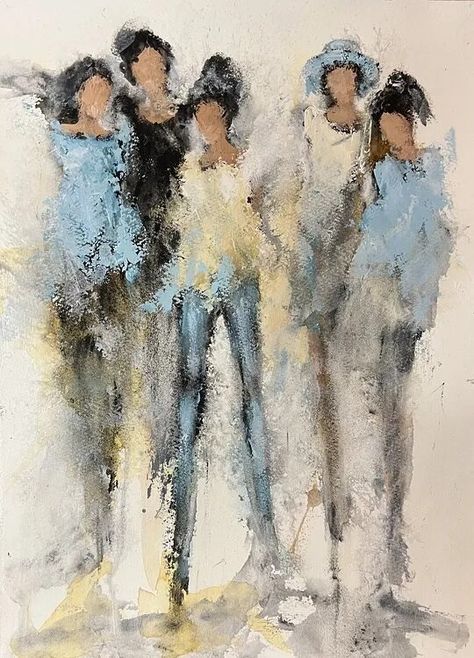 Contemporary Paintings Figurative, Abstract Family Painting, Abstract People Painting, Abstract Figure Art, Abstract People, Figurative Kunst, Diy Watercolor Painting, Landscape Art Painting, Hur Man Målar