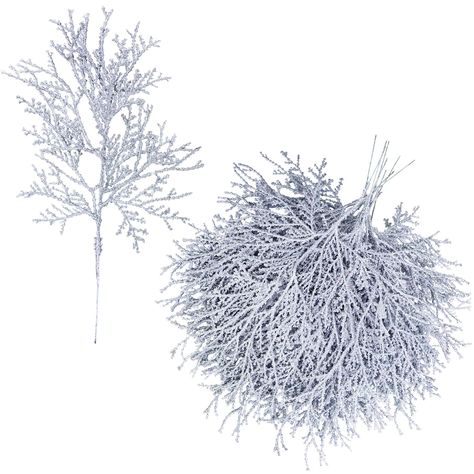 PRICES MAY VARY. Quantity: Package includes 15 pcs silver glitter artificial Christmas cedar picks. Each faux cedar stem has 6 branches and many sprigs, and the flexible wired stem is for easy placement. You may use these glitter silver cedar branches in a clump or separate into individual stems for any holiday decorating project or floral design work. These silver glitter Christmas picks provide your Christmas with plenty of possibilities, adding that perfect finishing touch for your holiday di Frozen Christmas Decorations, Winter Centerpiece, Bouquet Centerpiece, Christmas Tree Picks, Wreath Swag, Winter Centerpieces, Frozen Christmas, Silver Christmas Decorations, Winter Wedding Bouquet