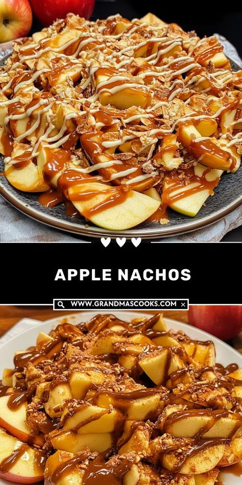 Whip up these easy apple nachos for a sweet and crunchy snack that everyone will love! Perfect for parties, picnics, or a quick dessert! Apple Nachos Recipe, Apple Nachos, Quick Dessert, Crunchy Snack, Nachos Recipe, Easiest Apples, Quick Desserts, Perfect Food, Apple Recipes