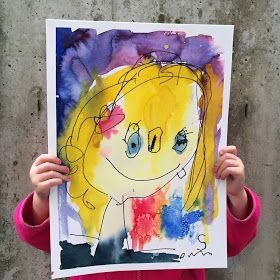 Doodlebug Dabblings: self portraits in watercolor by three year olds Self Portrait Kids, Puppies And Kittens, Liquid Watercolor, Kids Watercolor, Kindergarten Ideas, Watercolor Projects, Self Portraits, Art Walk, Watercolor Portraits