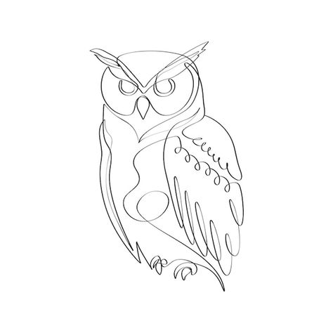 Single Line Owl Tattoo, Owl Line Drawing, Continues Line Drawing, Line Art Owl, Owl Line Art, Simple Owl Tattoo, Owl Icon, Owl Outline, Tattoo Beach