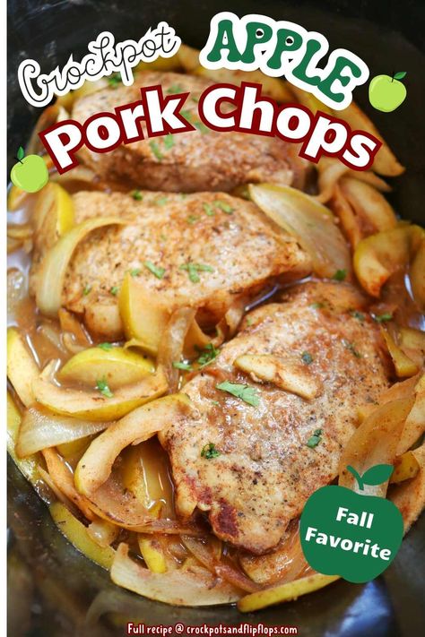 Apple Pork Chops Crockpot, Pork Chops In The Crockpot, Pork Chops And Applesauce, Pork Chops With Apples, Pork Crockpot Recipes, Pork Chop Recipes Crockpot, Pork Chop Recipe, Apple Pork, Apple Pork Chops