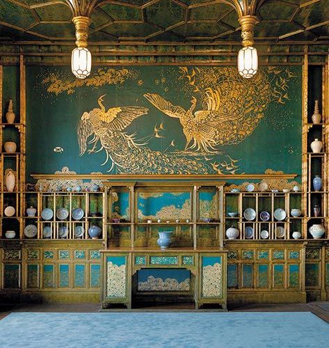 The Peacock Room, Chinoiserie Interior, Peacock Room, Turquoise Room, James Mcneill Whistler, Deco Boheme, Aesthetic Movement, The Peacock, Whistler