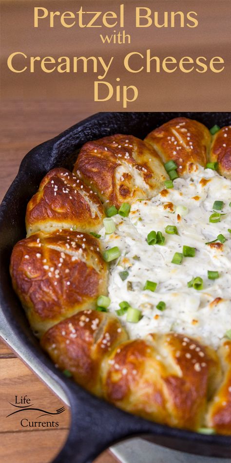 Skillet Pull-Apart Pretzel Buns with Creamy Cheese Dip Creamy Cheese Dip, Pretzel Buns, Pretzel Bun, Brunch Buffet, Finger Food Appetizers, Creamy Cheese, Cheese Dip, Party Foods, Pull Apart