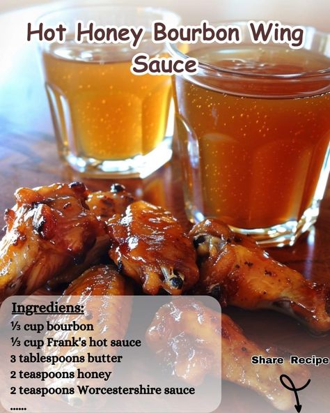 Bourbon Wing Sauce, Seafood Jambalaya Recipe, Hot Honey Wings, Garlic Chicken Wings Recipe, Easy Tasty Recipes, Honey Wings, Wing Sauce Recipes, Chicken Wing Recipes Baked, Garlic Chicken Wings