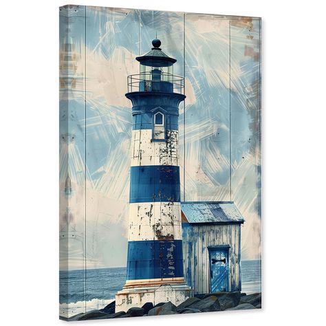 PRICES MAY VARY. 【Lighthouse Picture Wall Decor】In this rustic canvas art, vintage wall decor is a tower painting with the elements of coastal and tower , bringing the serene beauty of nature into your living space. Create a cozy atmosphere and bring a different feel to your interior! 【High Definition Lighthouse Canvas Print】Our seascape artwork is farmhouse picture printed on high quality canvas using modern technology. waterproof, colorfast, stand the test of time. 【Solid Wood Frames are Easy Lighthouse Canvas Painting, Living Room Decor Frames, Painted Lighthouse, Tower Painting, Rustic Artwork, Seascape Artwork, Painted Glassware, Lighthouse Painting, Lighthouse Pictures