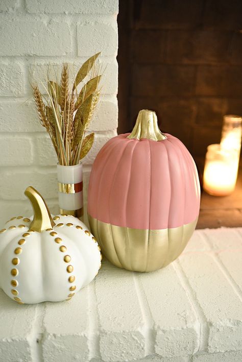 Decor Easy Pumpkin Decorating, Pumpkin Decorating Ideas, Decorative Pumpkins, No Carve Pumpkin Decorating, Hallowen Ideas, Pumpkin Painting Ideas, Beautiful Pumpkins, Gold Pumpkins, Diy Gold