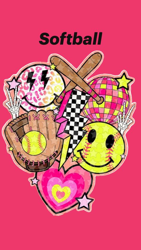 Softball Aesthetic Wallpaper, Cute Softball Quotes, Softball Aesthetic, Softball Backgrounds, Aesthetic Wallpaper Collage, Softball Drills, Softball Quotes, Funny Emoji Faces, Wallpaper Collage