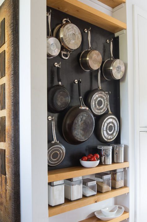 Hang Pots On the Wall Week 2: Choosing the Best Hanging System Spring Projects from The Kitchn | The Kitchn Small Kitchen Solutions, Small Kitchen Storage Solutions, Organiser Cucina, Pot And Pans Organization, Cloud Kitchen, Pan Storage, Small Kitchen Storage, Kitchen Solutions, Diy Kitchen Storage