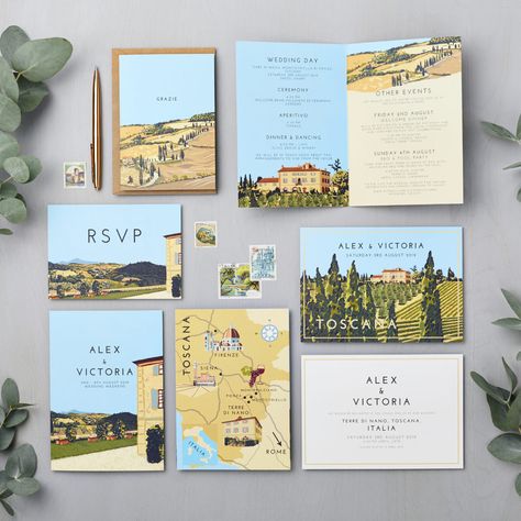 Tuscany Wedding Invitations, Travel Wedding Invitations, Postcard Wedding Invitation, Vintage Postcards Travel, Wedding Postcard, Postcard Invitation, Travel Postcard, Rsvp Postcard, Vintage Travel Poster