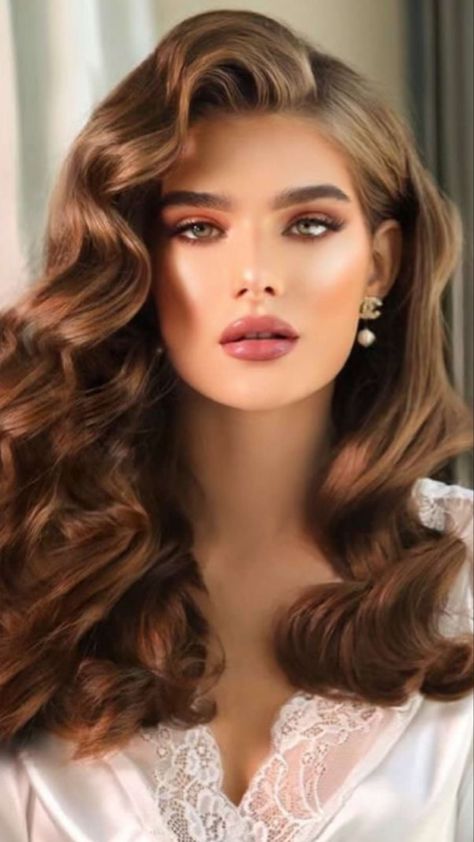 Dark Chocolate Brown Hair Color, Glamour Hair, Engagement Hairstyles, Hollywood Hair, Hair Color Formulas, Bridal Hair Inspiration, Fall Hair Cuts, Long Hair Wedding Styles, Wedding Hair And Makeup