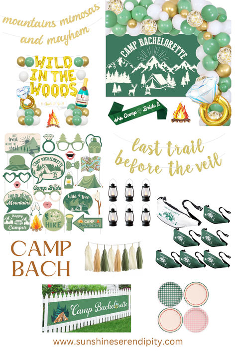 Camp Bach is going to be the theme for Summer Bach Parties! A weekend spent outdoors camping with the girlies sounds like a perfect place to be. Shop these finds on my blog! #affiliate Camp Bach 2024, Camp Bachelorette, Woodsy Party, Last Trail Before the Veil, Mountains Mimosas and Mayhem, Wild in the Woods, Green Bach Party Let The Adventure Begin Bachelorette, Relaxing Bachelorette Party Themes, Bachlorette Party Camp Theme, Hiking Themed Bachelorette Party, National Park Themed Bachelorette Party, Bachelorette In The Woods, Last Trail Before The Veil Bachelorette Decorations, Camp Bachelorette Party Outfits, Mountain Weekend Bachelorette