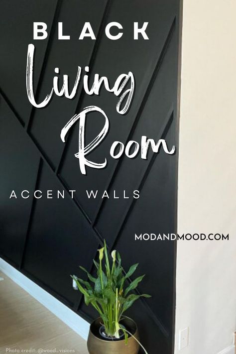 Black Living Room Accent Walls over a photo of a wood feature wall in a living room with an adjoining white wall. Accent Fireplace Wall Paint, Black Accent Wall Living Room, Black Fireplace Wall, Shiplap Living Room, Accent Paint Colors, Accent Wall Paint Colors, Fireplace Walls, Black Accent Wall, Fireplace Accent Walls