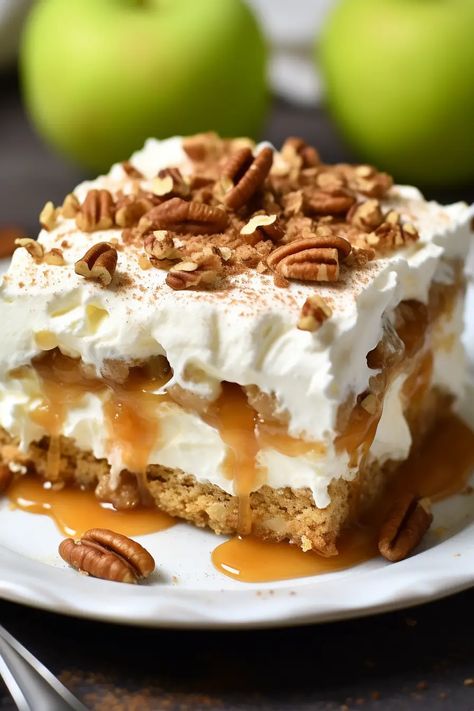 No-Bake Oatmeal Apple Pie Lasagna - That Oven Feelin Oatmeal Apple Pie, Oatmeal Crust, No Bake Oatmeal, Bake Oatmeal, Baked Apple Oatmeal, Oatmeal Apple, Oatmeal Pie, Baked Apple Dessert, Oatmeal Cream Pies