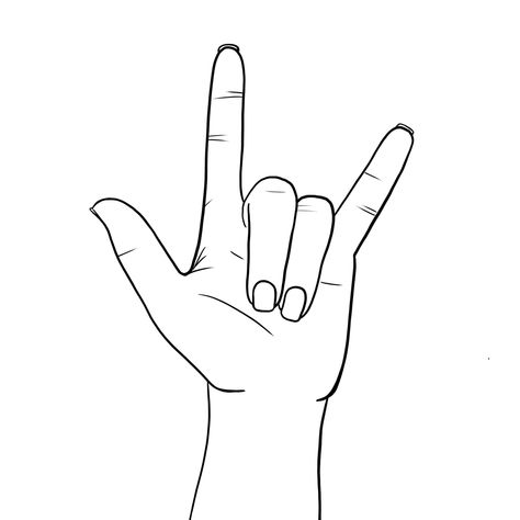 Sign Language I Love You Drawing, Asl Hand Drawing, I Love You Sign Language Drawing, Asl I Love You Drawing, Love Asl Tattoo, Love Hand Sign Tattoo, I Love You Sign Language Tattoo Simple, I Love You Asl, Asl I Love You