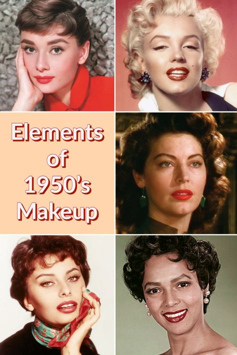 1950 Make Up Look, Makeup 1950s Vintage, 1958 Makeup, Make Up Anni 50, 1950s Women Makeup, 1050s Makeup, 50 S Makeup, 50s Make Up Look, 50s Fashion Icons