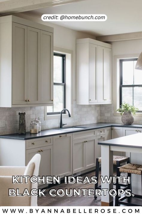 Kitchen Design 2023 - Kitchen Color Combination | Home Decor Ideas | Interior Design Pretty Kitchen Ideas, Kitchen Ideas With Black Countertops, Kitchen Design 2023, Black Granite Countertops Kitchen, White Cabinets Black Countertops, Black Granite Kitchen, White Cabinets White Countertops, Black Kitchen Countertops, Kitchen Cabinet Color Ideas