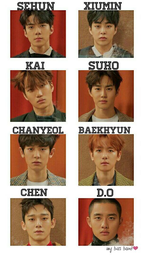 [2018] EXO members names (  face ) Sehun, Xiumin, Kai, Suho, Chanyeol, Baekhyun, Chen, D.O Exo Members Names And Faces, Exo With Names, Exo Members Names, Exo All Members, Exo Names, Exo Group Photo, Exo Band, History Kpop, Exo Group