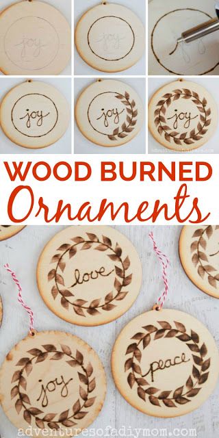 Wood Burned Ornaments, Easy Diy Ornaments, Deco Noel Nature, Diy Gifts For Christmas, Beginner Wood Burning, Wood Burn Spoons, Wood Burning Tips, Wood Burning Techniques, Burned Wood