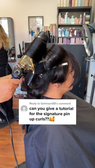 SAN DIEGO HAIR ARTIST on Instagram: "Link in bio to my Amazon storefront where you can find this @hottoolspro 2 inch barrel curling iron ☺️ • • • #pinupcurls #bouncylayers #curlingtutorial #hottoolspro #sdhairstylists #lamesasalon" 1.5 Barrel Curls, 2in Curling Iron Curls, How To Barrel Curl Hair, 2inch Curling Iron Curls, 2 Inch Curling Iron Curls, Barrel Curls Medium Hair, Big Curling Iron Curls, Large Barrel Curling Iron Hairstyles, 2 Inch Barrel Curls