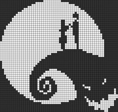 Nightmare Before Christmas Crochet Tapestry, Jack Skellington Alpha Pattern, Pixel Art Nightmare Before Christmas, Nightmare Before Christmas Cross Stitch, Alpha Crochet, Christmas Kingdom, Halloween Tapestry, Christmas Crochet Blanket, Sally Nightmare Before Christmas