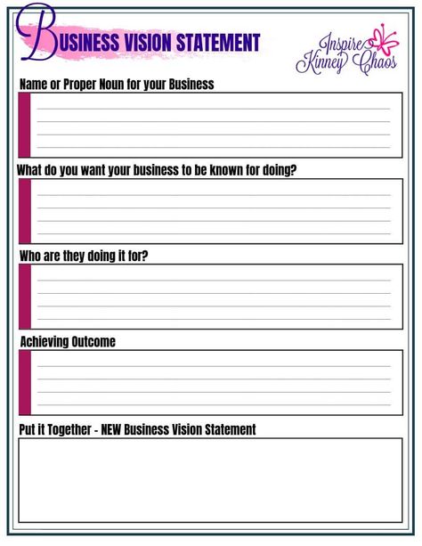 Business Vision Statement Worksheet Business Worksheet, Creative Business Plan, Direct Sales Tips, Business Vision, Ballet Studio, Direct Sales Business, Online Relationship, Vision Statement, Statement Template