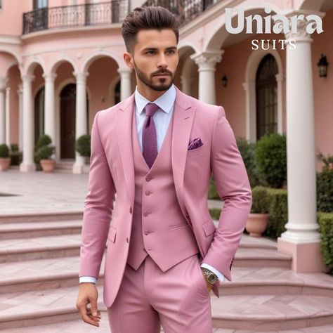 Modern Suits Men, Pink Suit Men, Engagement Suits, 3 Piece Suit Men, Formal Suits Men, Pink Machine, Modern Suits, Man Clothes, Purple Suits