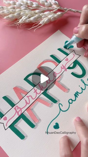 6M views · 258K likes | Nhuan Dao✨Calligraphy & Lettering❤️ on Instagram: "Happy Birthday to Camila Modern Calligraphy & Hand Lettering🥰 #NhuanDaoCalligraphy #Calligraphy  #Happybirthday  #BrushLettering#ModernCalligraphy #HandLettering #Lettering #Handwriting  #Handmade #DIY #cardmaking #personalizedgifts #happybirthdaycard #giftideas #crafty #papercraft #tarjetas #artreels #reels  #BirthdayCard #satisfying #creativeart" Handwriting Cards Ideas, Happy Birthday Written In Calligraphy, How To Write Happy Birthday, Happy Birthday Calligraphy Fonts, Ways To Write Happy Birthday, Happy Birthday Calligraphy Hand Drawn, Happy Birthday 手書き, Happy Birthday Handwriting, Happy Birthday In Calligraphy