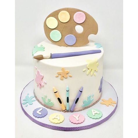 Paint Birthday Cake, Painter Cake, Birthday Parties For Girls, Bolo Tumblr, Art Party Cakes, Art Birthday Cake, Kids Birthday Cake, Satin Ice Fondant, Art And Painting