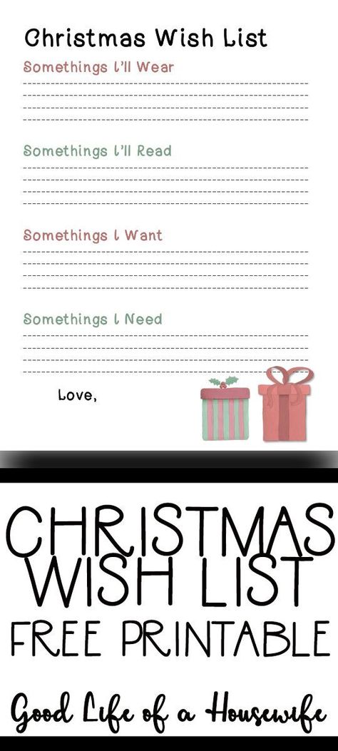 Christmas Wish List Free Printable PDF for Kids. Somethings I'll Wear, Somethings I'll Read, Somethings I want, Somethings I need. #Christmaswishlist Coloring Free Printable, Printable Wish List, Santa Writing, Xmas Printables, Toddler Parenting, Christmas Wish List, Parenting Strategies, Christmas Wish, Christmas Gift List