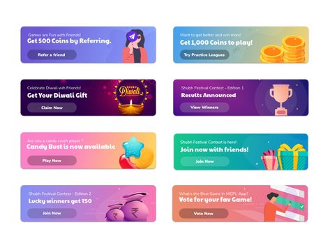 Banners in Mobile UI | Gamification ui dribbble shot typography design illustration clean design app design ui design banner ad banners Healthcare Ads, Website Banner Design, Mobile Banner, Card Ui, Desain Ui, Banner Design Inspiration, Promotional Banners, V Neck Shirts, Banner Ads Design