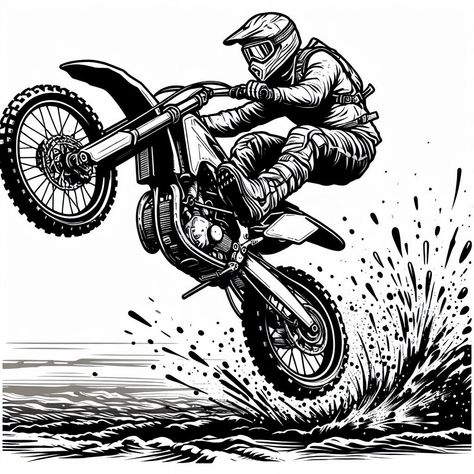 Buy this as Poster or T-Shirt. Link in bio #dirtbike #dirtbikes #motocross #supercross #dirtbikelife #mx #motocrosslife #mxlife #4stroke #dirtbikerider #2stroke #dirtbikesarecool #motocrossfails #thisismoto #dirtbikekidz #dirtbikefail #motocrosslifestyle #AI   OIG3 (2) Motocross Drawing, Dirt Bike Drawing, Burnt Hats, Dirt Bike Tattoo, Bike Tattoos, Bike Drawing, Doodle Illustration, Vintage Motorcycles, Moon Tattoo