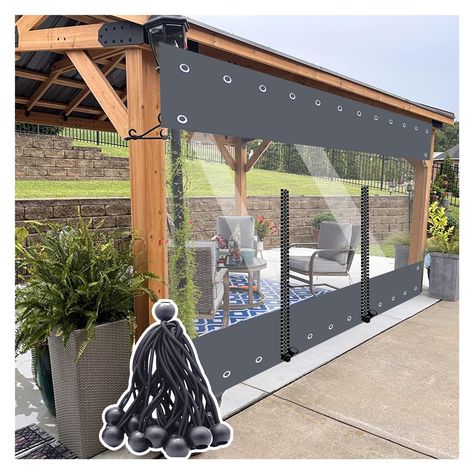 PRICES MAY VARY. 0.5mm Transparent PVC Tarpaulin Rainproof Cloth Garden Pergola Tarpaulin Curtain Balcony Windows Clear Tarp Rain Cover  ☛ PVC Outdoor Weatherproof Tent / PVC Transparent Rainproof Cloth ☑ Material: Polyvinyl Chloride (PVC) ☑ Color: Gray + Transparent ☑ Thickness: about 0.5mm ☑ Hole distance: 30cm /11.8in (Customizable) ☑ Weight: 600g/㎡ ☑ Zipper length: 1.9m (6.2ft) - 2.9m (9.5ft) ☑ Hole size: 16cm (0.5ft) ☑ Waterproof Index: 100% ☑ Transparency: 99% ☑ Size: Support custom size, Winter Pergola Snow, Covered Pergola Patio, Waterproof Pergola, Pergola Porch, Bbq Shack, Deck Canopy, Partition Curtain, Camping Canopy, Chicken Coup