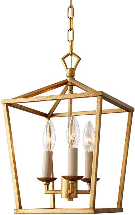 Gold Lantern Pendant Kitchen, Pendant Lights For Island, Cage Pendant Light Over Island, Kitchen Lantern Pendants, Lantern Light Fixture, Renovation House, Cage Ceiling Light, Chandelier Vintage, Gold Lanterns