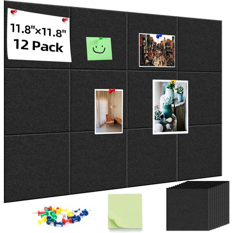 PRICES MAY VARY. 【Large Cork Board Tiles Alternative】Ayimoll 12 pack large cork board felt bulletin board with 20 push pins and 1 sticky note pad for photos, letter, notes, memo; felt wall tiles ideal for office school home walls decoration and can be freely customized for any shape, any size of display space, create your own display board as you prefer 【Wall Decoration& Absorb Sound】These Cork Boards for Walls with beveled edge look stylish and modern, adding vibrant elements to walls. It is al Huge Cork Board, Bulletin Board For Home, Office Bulletin Board Ideas, Felt Wall Tiles, Office Cork Board, Large Cork Board, Cork Board Tiles, Board For Office, Push Pin Board