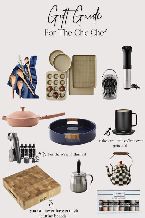 A Chic little gift guide outlining the best gifts for chefs, foodies, and home cooks in your life. Cheers! #gift #guide #chef #foodie #cook #christmas #holiday Gifts For Chefs, Gift For Chef, Wine Preserver, Chef Gifts, Grilling Tools, Cooking Gadgets, Best Chef, Christmas Cooking, Gifts For Cooks