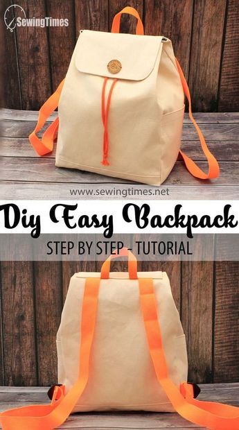 EASY BACKPACK TUTORIAL | How to make a simple Backpack for adult [sewingtimes] Easy Backpack Pattern Free, Sewn Backpack Pattern, Diy School Bag Backpack Tutorial, Simple Backpack Sewing Pattern, Easy Sew Backpack, Diy Rucksack Backpack, Fabric Backpack Pattern, How To Make Backpacks Diy, Simple Backpack Pattern