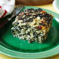 Greek Spinach and Cheese Quiche Squares - Allrecipes.com Quiche Squares, Spinach Cheese Quiche, Mixed Greens Recipe, Leek Frittata, Feta Pie, Vegetable Meals, Greek Spinach, Spinach Cheese, Spinach Quiche