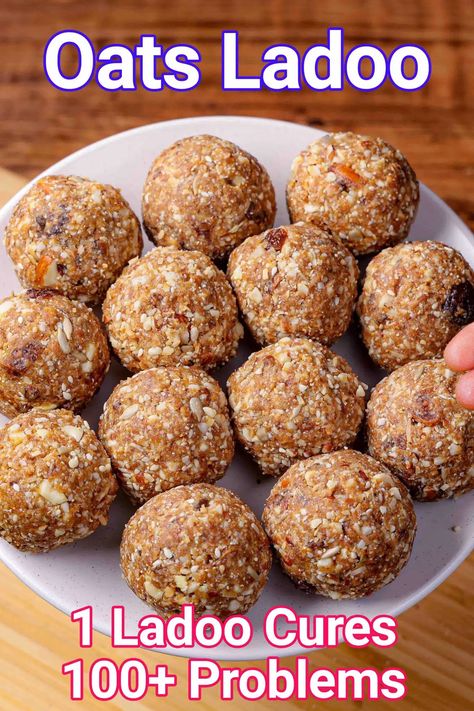 Dry Fruits Recipes Healthy Snacks, Oats Ladoo Recipe, Healthy Ladoo Recipes, Dry Fruit Laddu, Dry Fruits Ladoo Recipe, Healthy Laddoo Recipe, Healthy Dry Snacks, Dry Snacks Recipes Indian, Dried Fruit Recipes