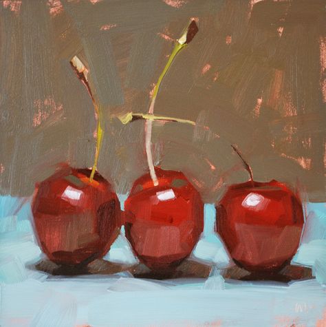 Carol Marine's Painting a Day: Cheery Cherries Carol Marine, Marine Painting, Daily Painters, Still Life Fruit, Fruit Painting, Daily Painting, Painting Still Life, Still Life Art, Fruit Art