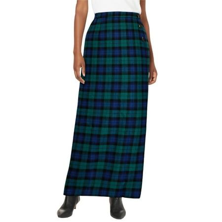 Jessica London Women's Plus Size Side-Button Wool Skirt Wool Faux Wrap Plaid Maxi Skirt.Pencil in your look for the week! This side-button plaid skirt is the perfect piece addition to your wardrobe. Pair it with a turtleneck blouse & a blazer to complete your 9-to-5 look. Faux wrap silhouette3 non-functional button closuresBack elasticSide zip39" lengthWool blendDry clean, imported. About the brand: Style To Live By. Jessica London specializes in head-to-toe womens plus size clothing outfitting Plaid Maxi Skirt, Blackwatch Plaid, Turtleneck Blouse, Long Jean Skirt, Faux Leather Midi Skirt, Button Front Skirt, Knit Maxi Skirt, Plaid Outfits, Leather Midi Skirt