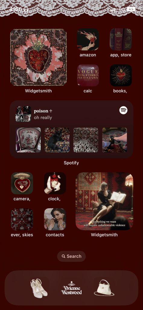 Icon Inspo Iphone, Customize Widgets Iphone, Decorate Iphone Home Screen, Vintage Iphone Theme, Widgets Layout Ideas, Brown And Red Aesthetic Wallpaper, Layout Phone Aesthetic, Dark Red Phone Aesthetic, Ios Screen Aesthetic