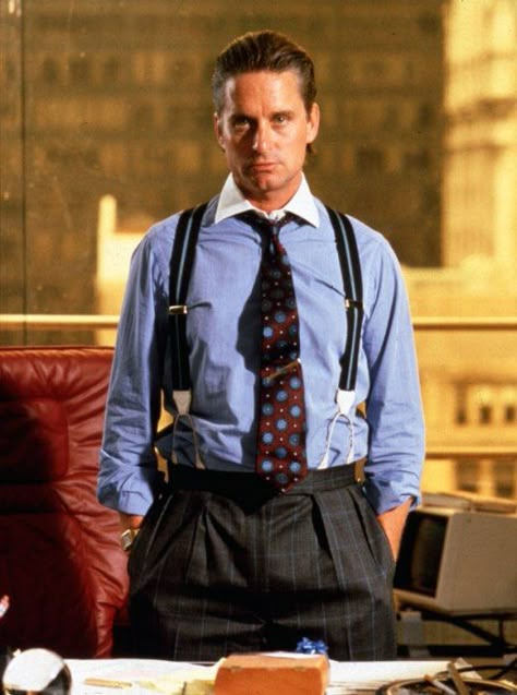 Wall Street Photos: The 25 Most Fashionable Films in Hollywood | Vanity Fair Michael Douglas Wall Street, Wall Street Fashion, Gordon Gekko, Michael Douglas, The Wedding Singer, Charlie Sheen, Best Dressed Man, 1980s Fashion, Latest Mens Fashion