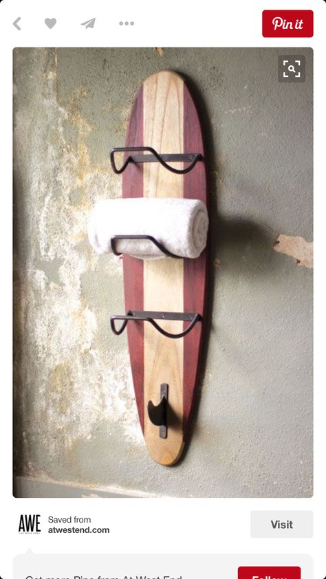 Hawaii Apartment, Hawaii Condo, Decoration Surf, Hawaii Decor, Deco Surf, Nautical Bath, Diy Towel Rack, Surf Room, Surfboard Decor