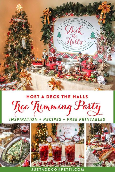 Planning a tree trimming party this holiday season? I’ve got you covered with our Deck the Halls Tree Trimming Holiday Party. This party is full of great ideas and inspiration, some of my family’s favorite recipes, and a bunch of free party printables! #deckthehalls #treetrimming #christmas #christmasparty #JustAddConfetti #freeprintables Intentional Christmas, Tree Trimming Party, Cinnamon Ornaments, Christmas Tree Trimming, Gorgonzola Cheese, Vanilla Coke, Balance Hormones, Diy Ornaments, Party Printables Free