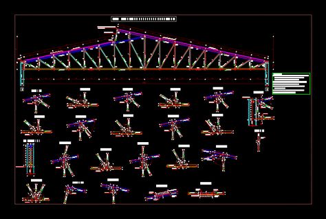 Truss Details DWG Detail for AutoCAD • Designs CAD Steel Trusses, Cad File, Construction Details, Cad Design, Steel Structure, Autocad, Steel Frame, The Unit, Pins