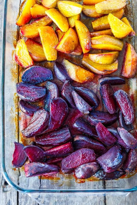 Learn the secret to delicious roasted beets without peeling them! Tender and caramelized, these oven-roasted beets make a lovely side dish. Vegan and gluten-free. Roasted Beets Recipe, Roasting Beets In Oven, Beets Recipe, Simple Sides, Pear Salad, Beet Recipes, Veg Dishes, Beet Greens, Goat Cheese Salad