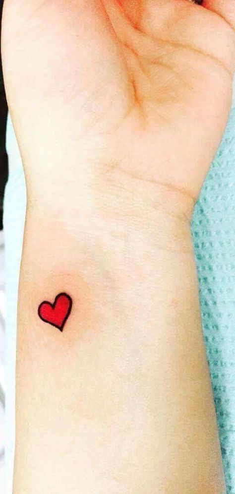 Orange Heart Tattoo, Heart Wrist Tattoos For Women, Red Love Heart Tattoo, Heart On Wrist Tattoo, Mini Tattoos Heart, Small Heart Tattoo On Wrist, Small Red Heart Tattoo, Tiny Heart Tattoo, Red Heart Tattoo